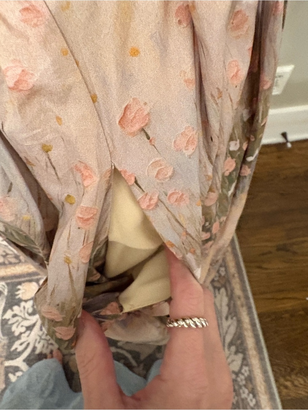 Entro Genevieve Beige Floral Strapless Midi Dress - Picture 8 of 10